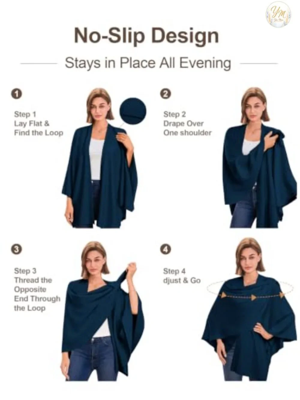 Elegant Women's Cross Front Poncho Shawl Wrap, Soft Viscose Knit, Lightweight